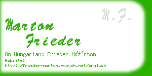 marton frieder business card